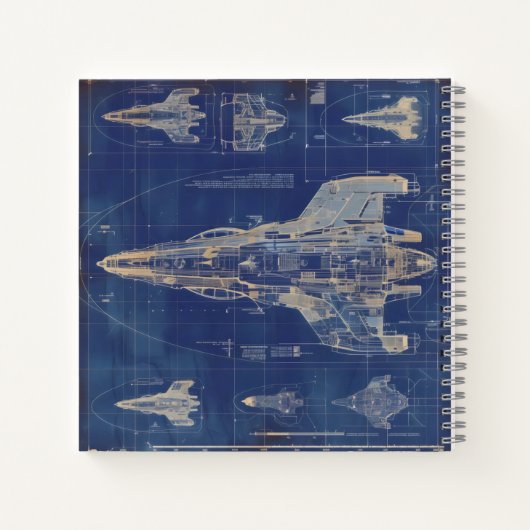 Carnet Bleu Diagramme Vintage Navire spatial (Dos)