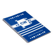 Carnet Bleu et blanc ajoutent des initiales nom rayé (Côté Droit)