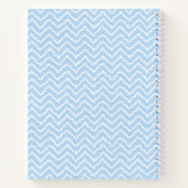Carnet Bleu Et Blanc Chevron Zigzag Ondulé Avec Nom (Dos)