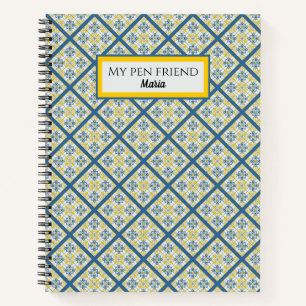 Carnet Bleu et jaune joli carrelage portugais motif