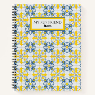 Carnet Bleu et jaune joli carrelage portugais motif
