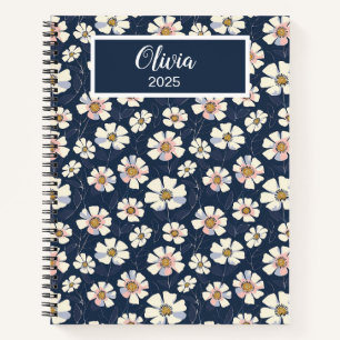 Carnet Bleu et motif floral