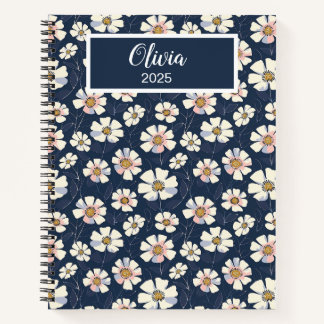 Carnet Bleu et motif floral