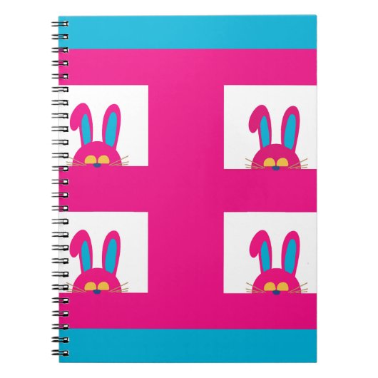 Carnet Bleu et rose de Pâques lapin (Devant)