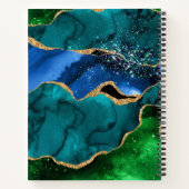 Carnet Bleu et vert Peacock Faux Parties scintillant Agat (Dos)