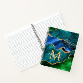 Carnet Bleu et vert Peacock Faux Parties scintillant Agat (Intérieur)