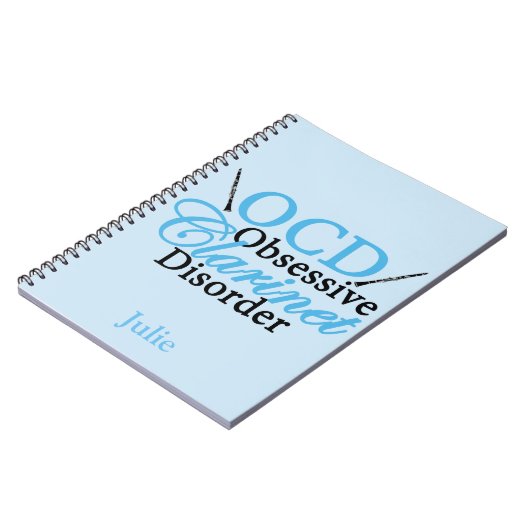 Carnet Bleu fait sur commande de clarinette mignonne (Côté gauche)