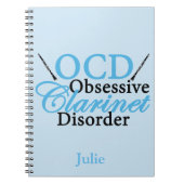 Carnet Bleu fait sur commande de clarinette mignonne (Devant)