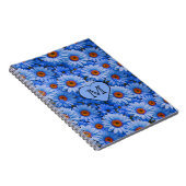 Carnet Bleu floral bleu tournesol bleu marguerites motif (Côté Droit)