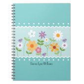 Carnet Bleu Floral Botanique Monogramme (Devant)