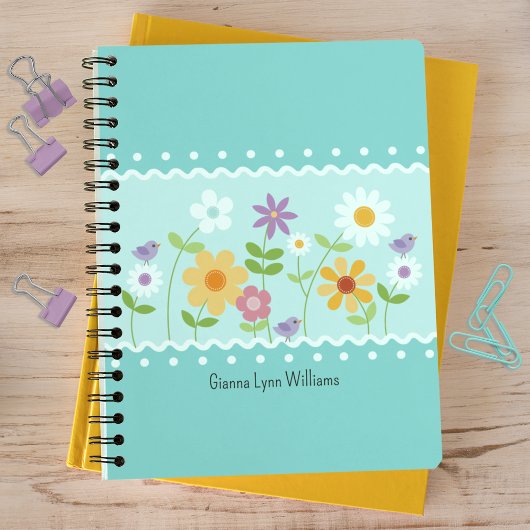 Carnet Bleu Floral Botanique Monogramme