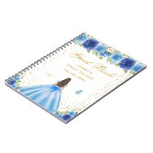 Carnet Bleu Floral Brunette Cheveux Princesse Sweet sixte (Côté gauche)