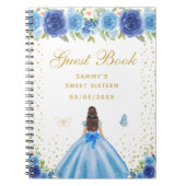 Carnet Bleu Floral Brunette Cheveux Princesse Sweet sixte (Devant)