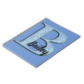 Carnet Bleu Floral Damask Imprimer B monogramme initiales (Côté gauche)