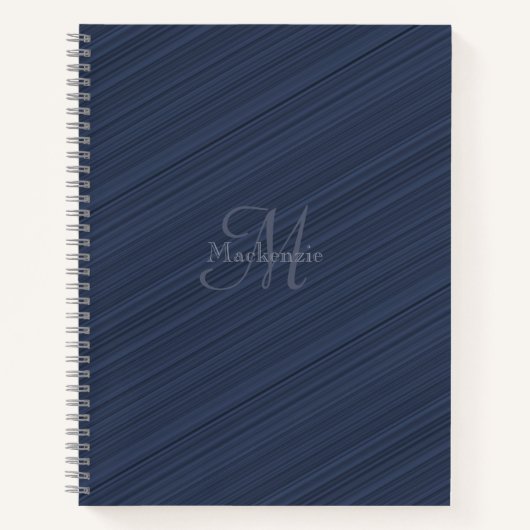 Carnet Bleu foncé Diagonale rayures personnalisées Nom du (Devant)