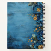 Carnet Bleu foncé et or pivoine (Dos)