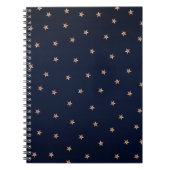 Carnet Bleu foncé et Rose Or rose des étoiles Stars (Devant)