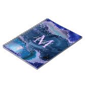 Carnet Bleu foncé et violet Parties scintillant Agate océ (Côté gauche)
