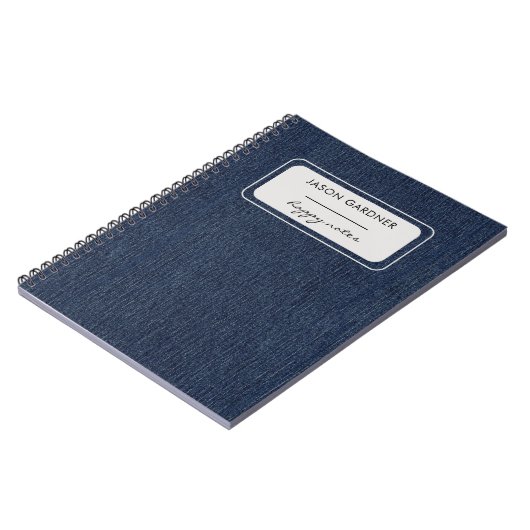Carnet Bleu foncé Jean Denim Texture Tissu Imprimer (Côté gauche)