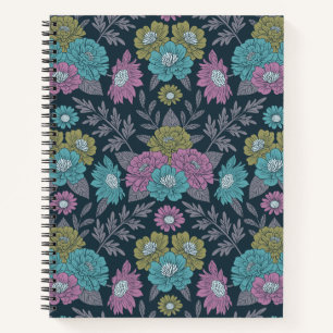 Carnet Bleu foncé, vert et violet
