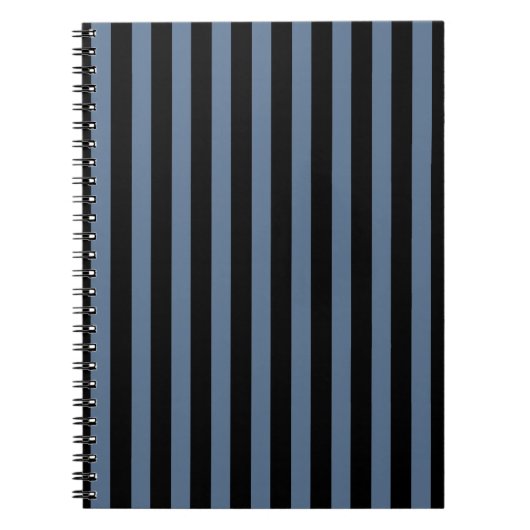 Carnet Bleu gris et noir rayures (Devant)
