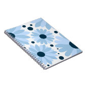 Carnet Bleu marguerite de style rétro et points bleu fonc (Côté Droit)