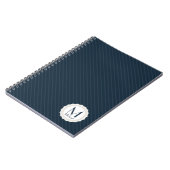 Carnet Bleu marine classique Pin-rayé - monogramme fait (Côté gauche)
