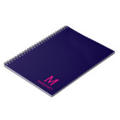 Carnet Bleu marine & monogramme prénom moderne fuchsia (Côté gauche)