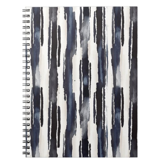 Carnet Bleu Marine Rayures Blanches (Devant)