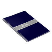 Carnet Bleu marine uni, monogramme avec ruban gris foncé (Côté Droit)