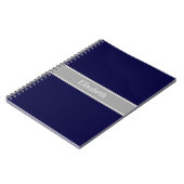 Carnet Bleu marine uni, monogramme avec ruban gris foncé (Côté gauche)