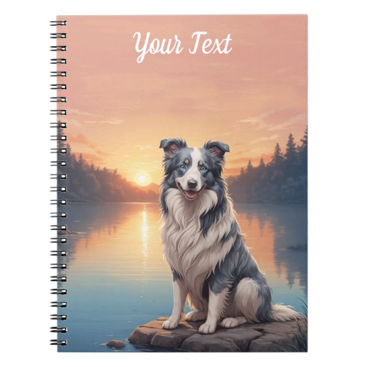 Carnet Bleu Merle Bordure Collie par Lac (Devant)