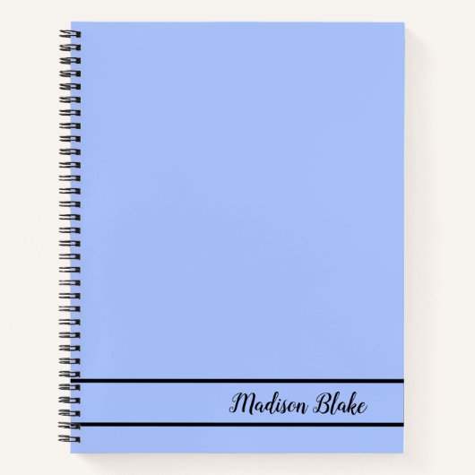 Carnet Bleu minimaliste Pastel Plain Nom personnalisable (Devant)