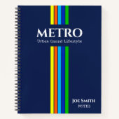 Carnet Bleu Moderne Décontracté Logo d'entreprise Bandes  (Devant)