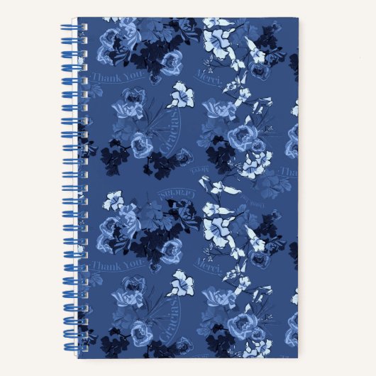 Carnet Bleu Motif Merci (Recto)