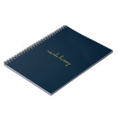 Carnet Bleu Nuit Or Script  | Monogramme Moderne Élégant (Côté gauche)