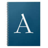 Carnet Bleu Océan Élégant Moderne Monogramme Initiale (Devant)