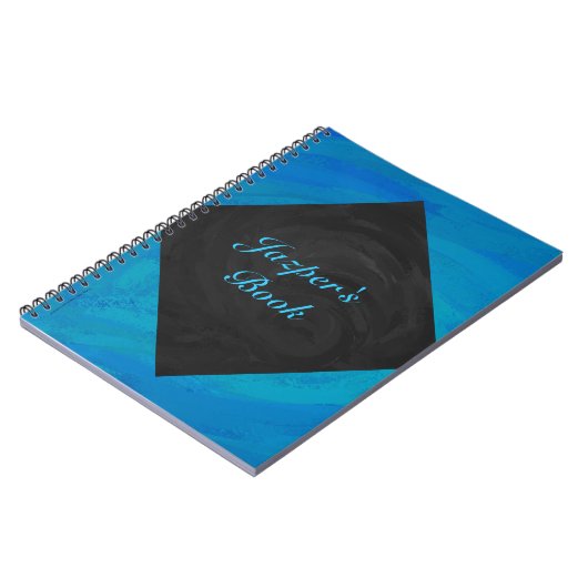 Carnet Bleu océan et monogramme noir (Côté gauche)