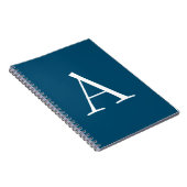 Carnet Bleu océan Plain Élégant Moderne Monogramme Initia (Côté Droit)