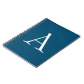 Carnet Bleu océan Plain Élégant Moderne Monogramme Initia (Côté gauche)