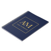 Carnet Bleu Or Couleurs Monogramme Lettres Initiales Nom (Côté gauche)