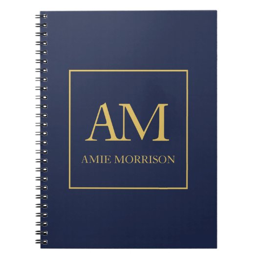 Carnet Bleu Or Couleurs Monogramme Lettres Initiales Nom (Devant)
