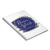 Carnet Bleu Paint Stroke & Gold Géométrique Chic (Côté Droit)