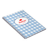 Carnet Bleu pays en vichy motif rouge cerise personnelle (Côté Droit)