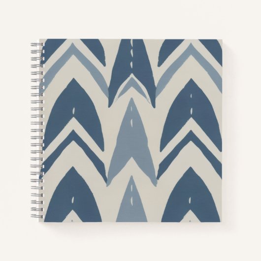 Carnet Bleu Poussiéreux Batik Côtière Parang Chevron Géom (Devant)