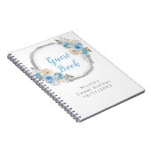Carnet Bleu Poussiéreux Fleurs Élégantes Argent Douce Sei (Côté Droit)