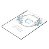 Carnet Bleu Poussiéreux Fleurs Élégantes Argent Douce Sei (Côté gauche)