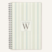 Carnet Bleu Poussiéreux Neutre Initial Rayure Rustique Ma (Recto)