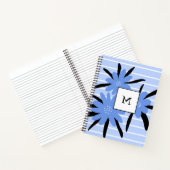 Carnet Bleu Rayures Modernes Monogramme Fleurs Initiales (Intérieur)