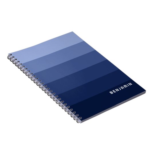 Carnet Bleu rétro avec nom Simple Sans Serif (Côté Droit)
